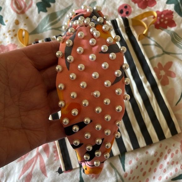 Lele Sadoughi OOAK Pink Lemon Headband with Pearls - Picture 4 of 8